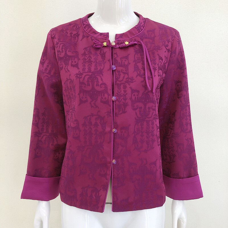 古玉轩2602 国风织锦提花外套女2026春季新款盘扣新中式夹克上衣
