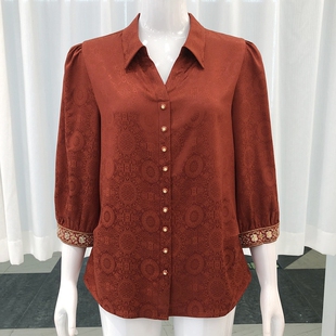 缎面衬衫 女2026春季 新款 希曼琳26A28 小衫 新中式 洋气雪纺纱袖 时尚