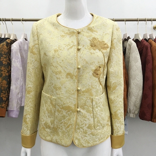 妈妈短款 艾尔康乐2026A 新款 国风亮片外套女春季 夹克圆领上衣