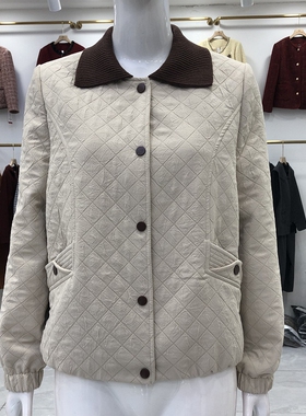 芳华26A018 时尚菱形格外套女2026春新款短款棒球服休闲夹克上衣