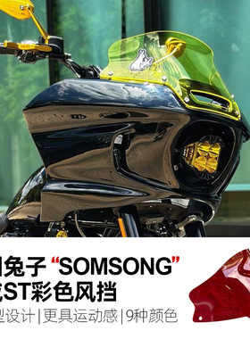 泰国Somsong兔子风挡适用哈雷软尾路威ST彩色挡风玻璃Advanblack