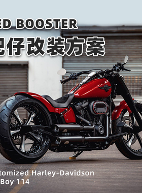 适用于哈雷Fatboy软尾改装方案红色系肥仔整车定制个性切削风格