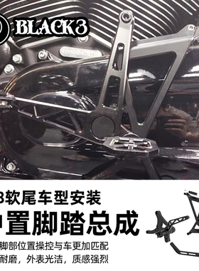 BLACK 3适用于哈雷M8软尾中置脚踏 街霸突破者用DS竞技风格脚踏