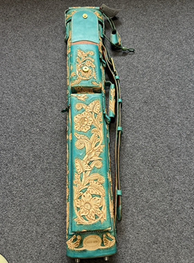 JF台球杆桶 JFLOWERS九球1/2球杆盒如花似鱼真皮雕刻六孔台球杆盒