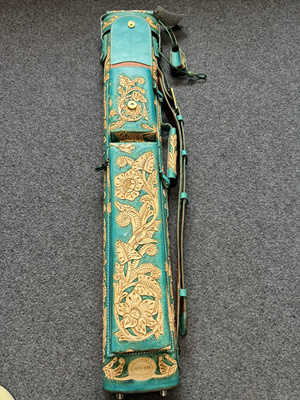 JF台球杆桶 JFLOWERS九球1/2球杆盒如花似鱼真皮雕刻六孔台球杆盒