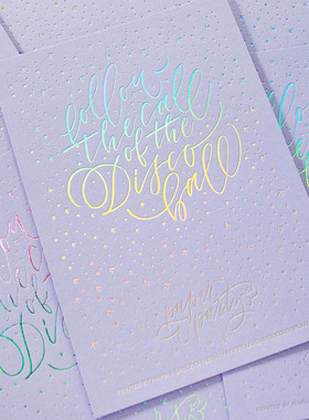 紫色卡片Letterpress鎏金边烫金凹咭片制作创意设计高档名片贺卡