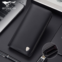 ví da bò nam Seven Wolf Wolf Wolf Sói Long Men Túi xách tay Túi xách Men Túi xách lớn ví nam chính hãng mua ví nam