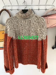 刘雯大表姐明星同款毛衣高领羊绒针织衫加厚拼色毛衣女外穿百搭25