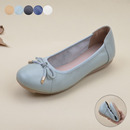 圆头休闲鞋 牛皮真皮妈妈鞋 平跟防滑女鞋 豆豆鞋 子 软底舒适平底单鞋