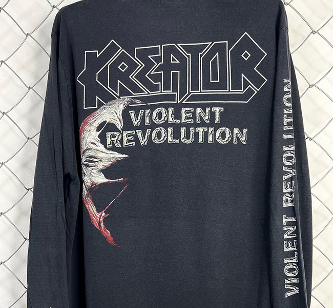 240g！罕见重磅破坏Vintage长袖T恤 Kreator2001Violent Revoluti