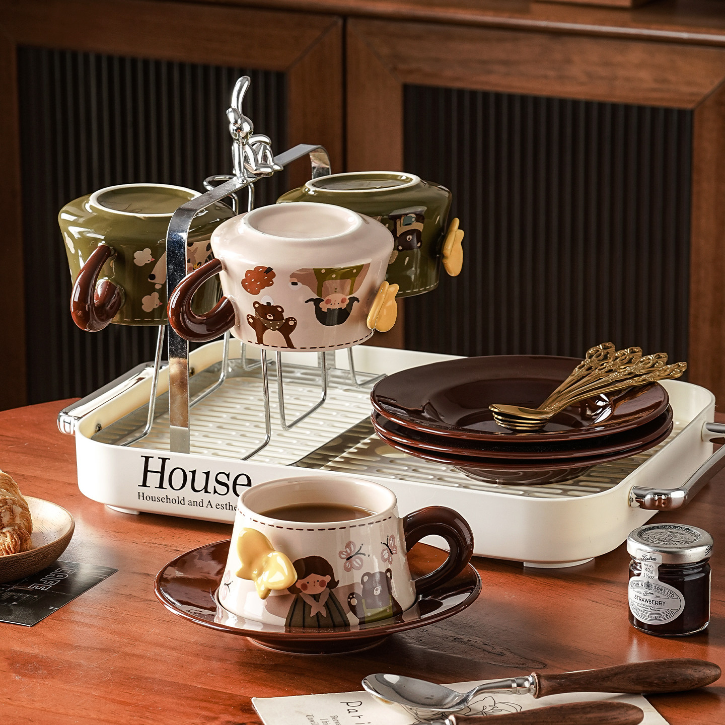 家用客厅杯子套装新居乔迁杯具套装茶杯陶瓷水杯套装可爱茶具套装