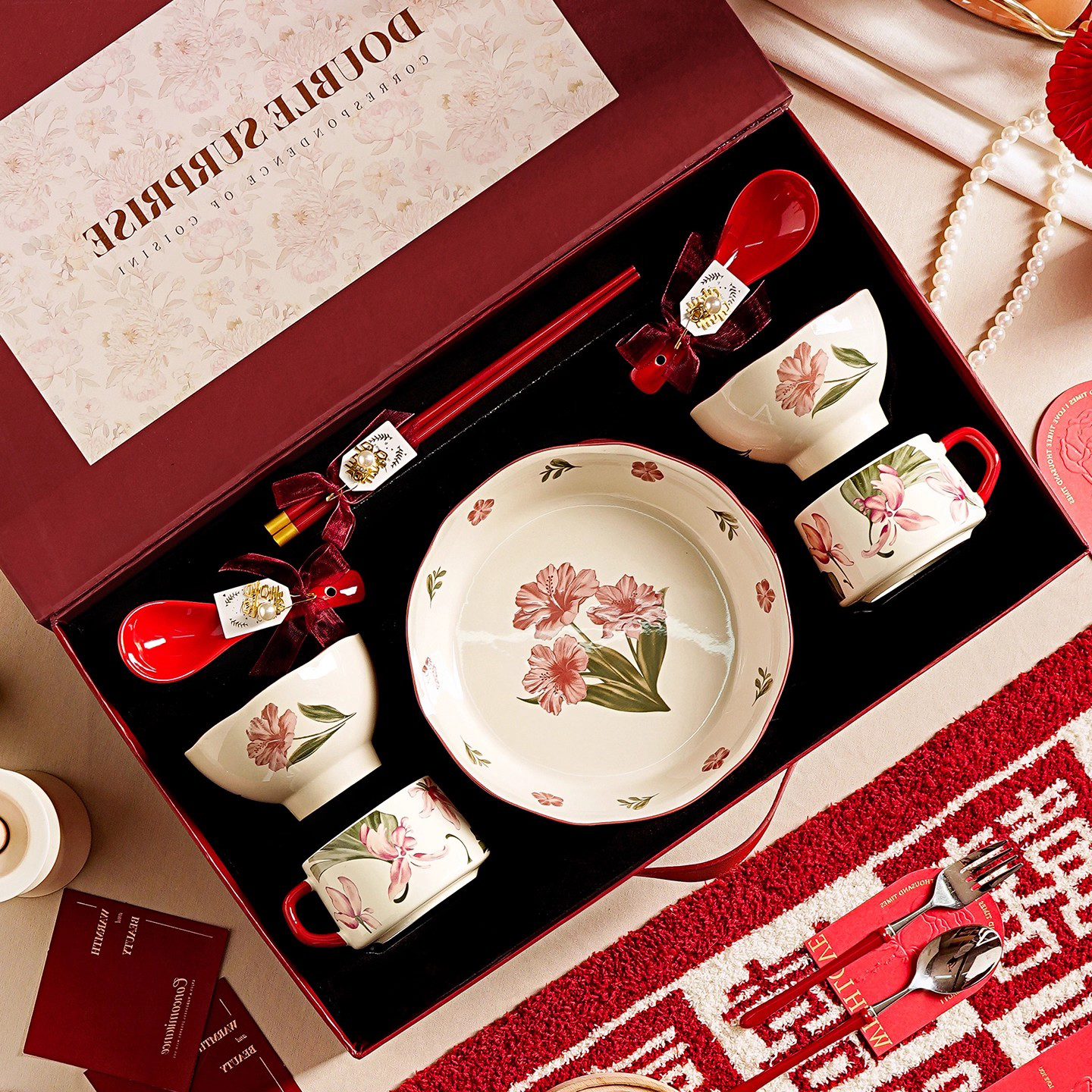 陶瓷碗具漂亮碗筷碟餐具套装碗家用2025新款高颜值结婚新婚礼物盒
