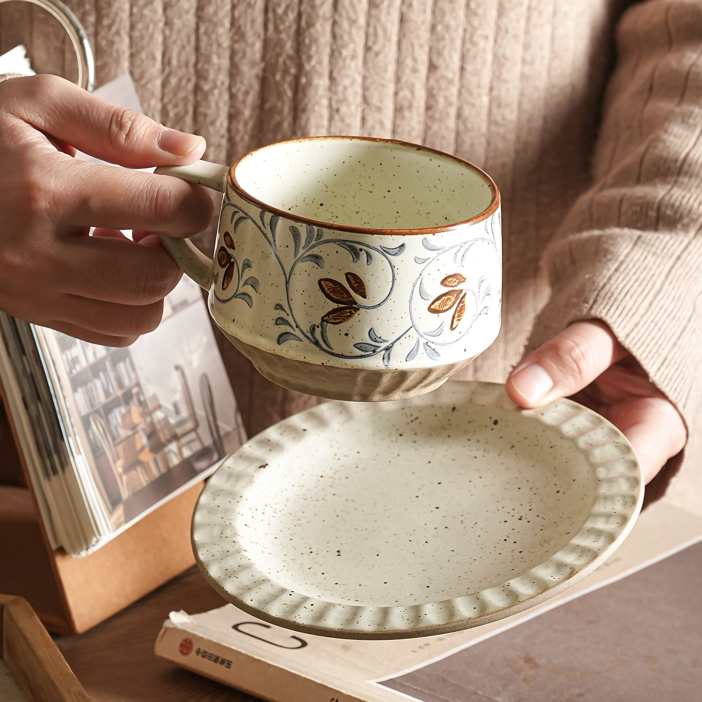 日式复古小咖啡杯中古风杯子咖啡杯子高档精致高级咖啡杯碟高颜值