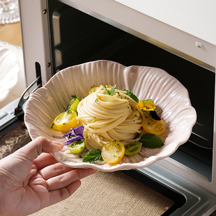 陶瓷盘子菜盘家用餐盘碟子高颜值空气炸锅烤盘烤箱烧烤专用盘子深