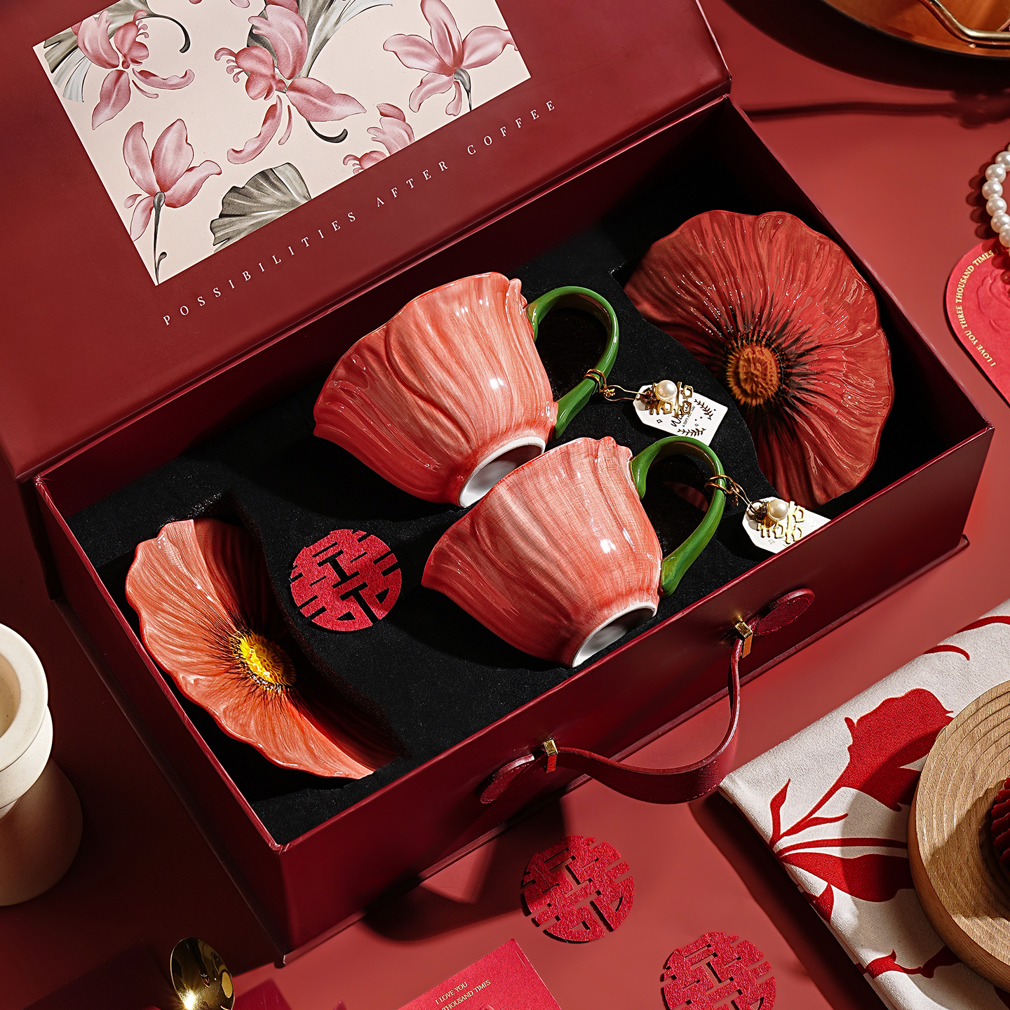 特别好看陶瓷咖啡杯子高档精致订新婚礼物礼品咖啡杯碟套装礼盒装