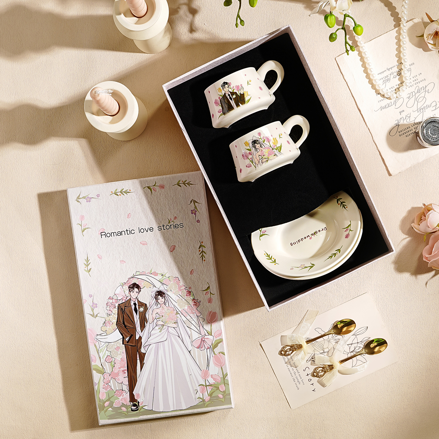 漂亮法式陶瓷咖啡杯子高档精致高级咖啡杯套装结婚新婚礼物送新人