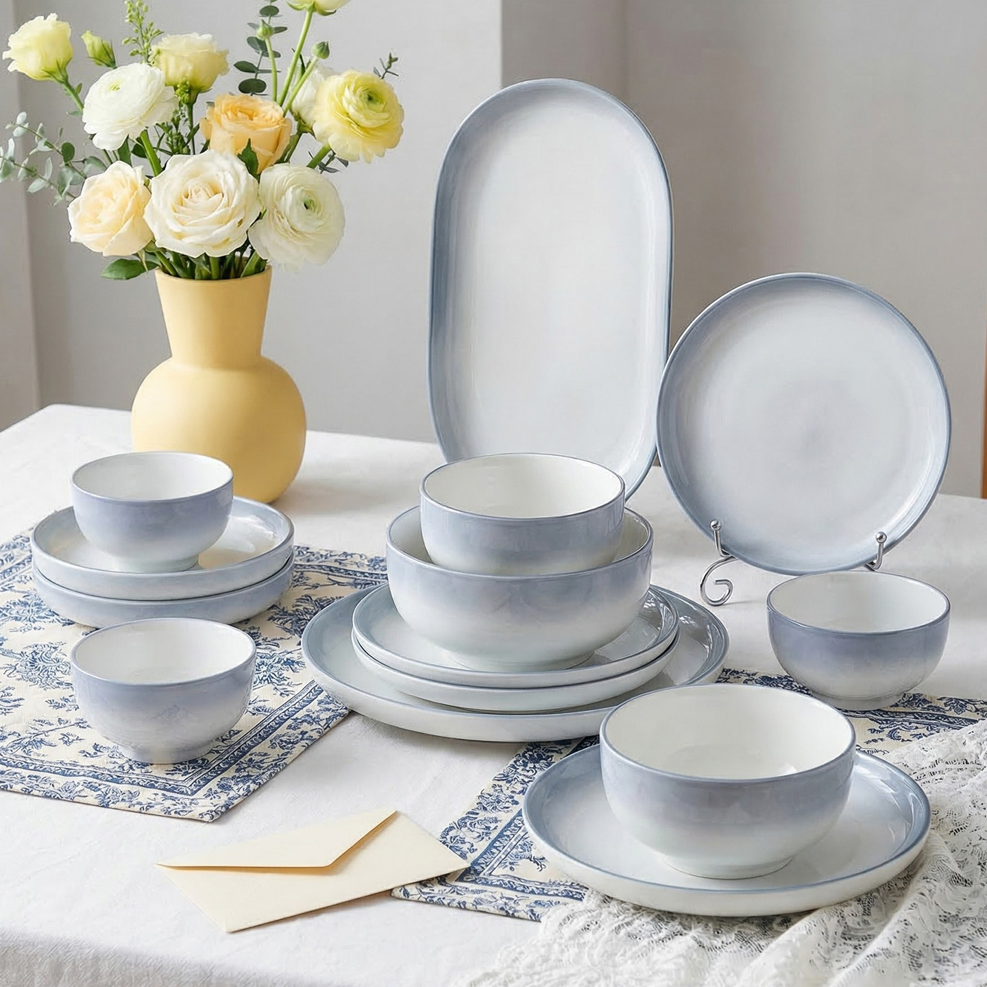 陶瓷碗家用2026新款高颜值釉下彩餐具高级感小众碗具碗碟碗盘套装