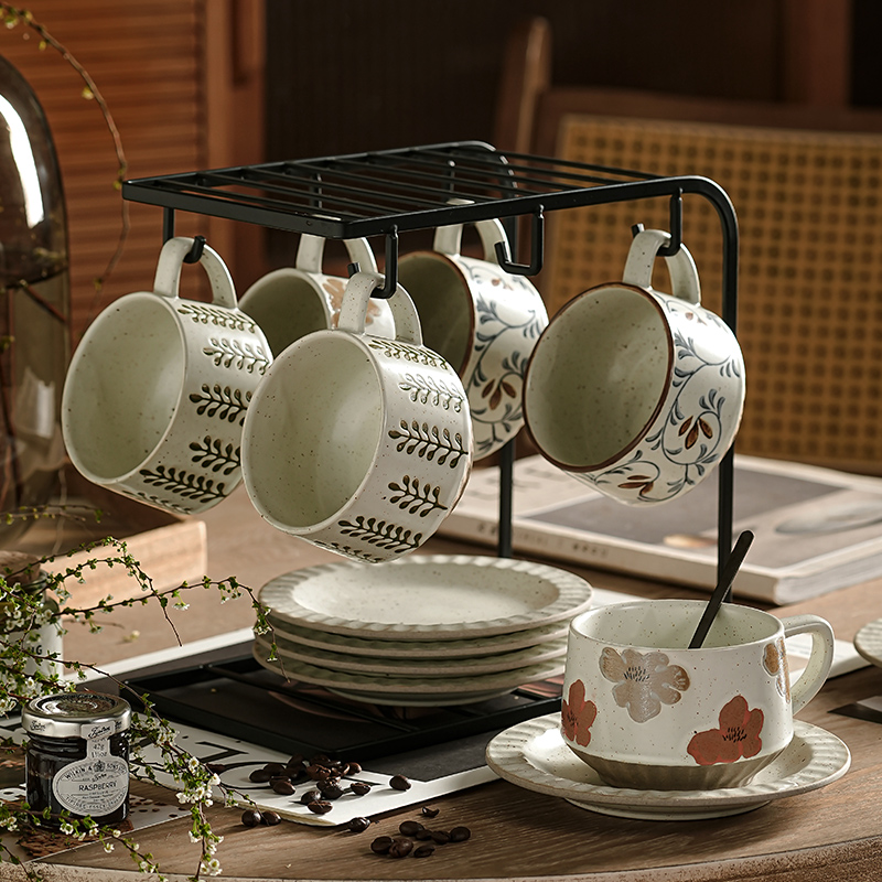 高级感轻奢咖啡杯子高档精致陶瓷杯碟套装小众家用下午茶具礼盒装