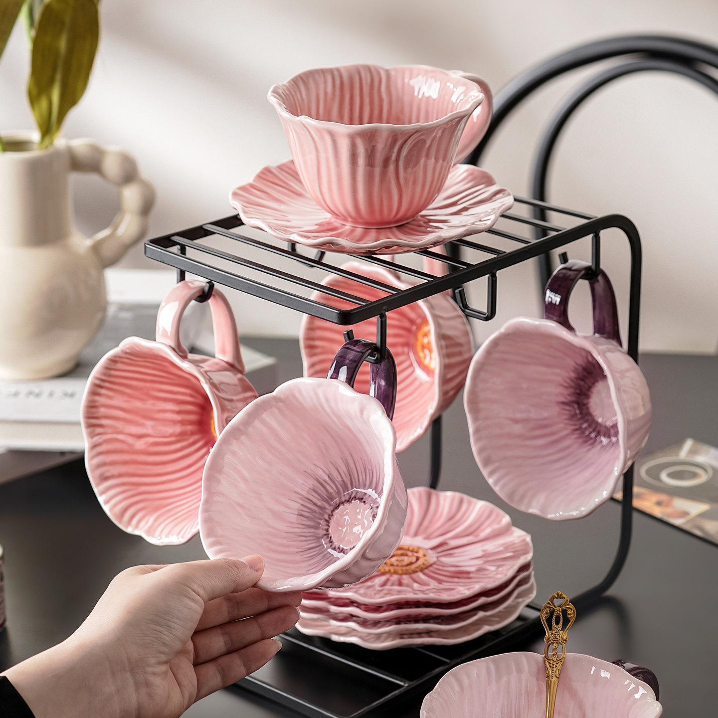 陶瓷咖啡杯高级感轻奢高颜值特别好看的咖啡杯碟套装下午茶餐具