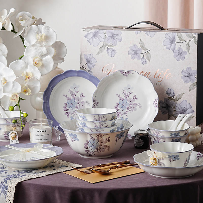 新家乔迁新居礼物高级实用清新陶瓷碗碟碗盘餐具套装家用2025新款