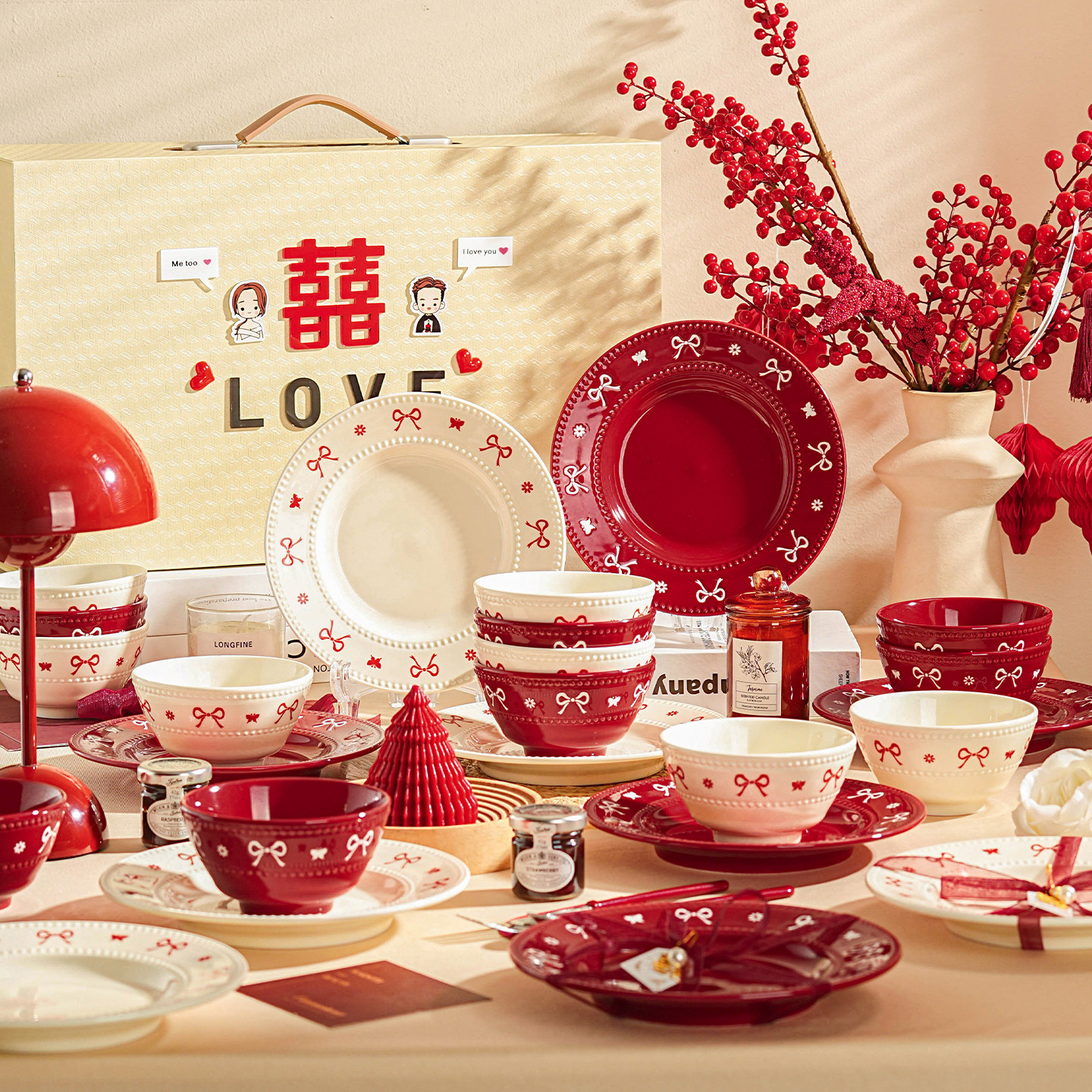 陶瓷碗盘碗碟碗筷碗具餐具套装碗轻奢高级感新婚礼物新婚餐具礼盒,餐饮具,餐具礼盒,淘宝优惠券,粉丝福利购,淘宝优惠卷