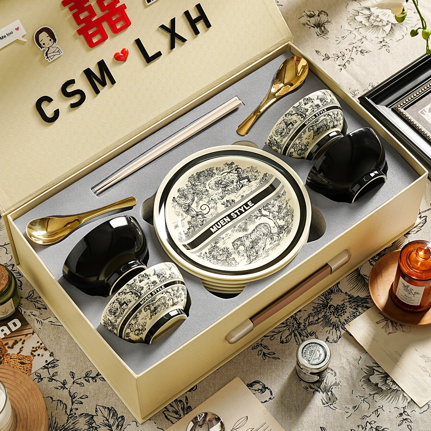 中古陶瓷餐盘子餐具套装菜盘碗家用2025新款高颜值结新婚礼物礼盒