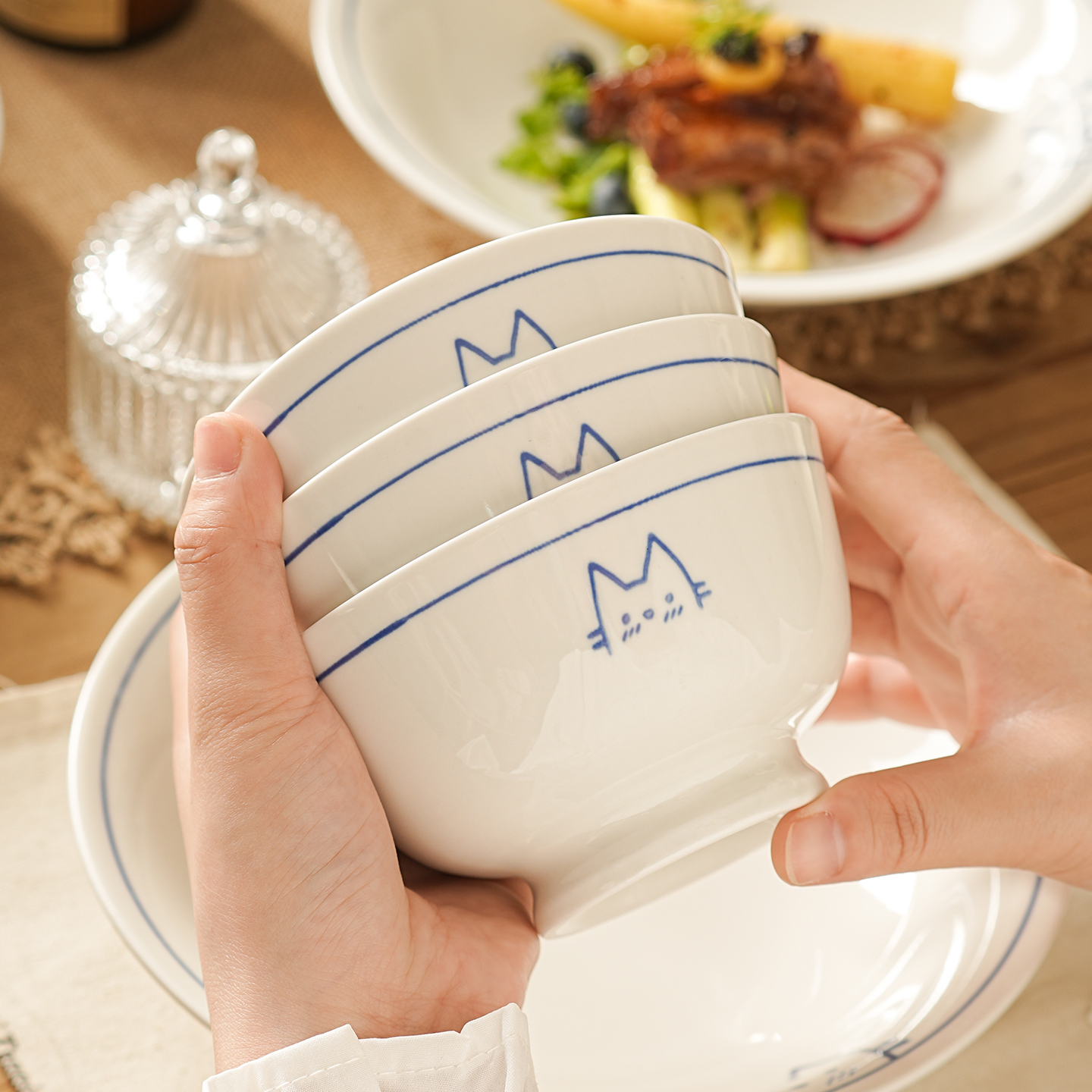 高颜值吃米饭碗个人专用陶瓷蒸汤面碗酸奶2025新款碗碟盘餐具家用