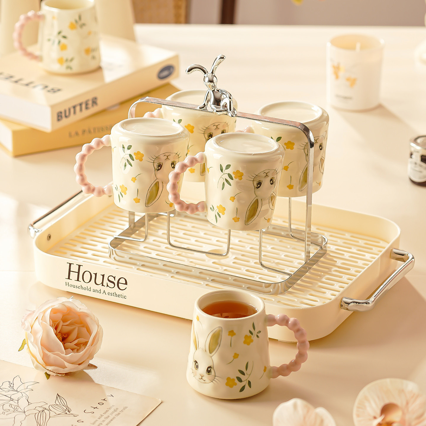 客厅杯子套装新居乔迁茶杯茶具家庭杯具套装家用待客轻奢陶瓷水杯