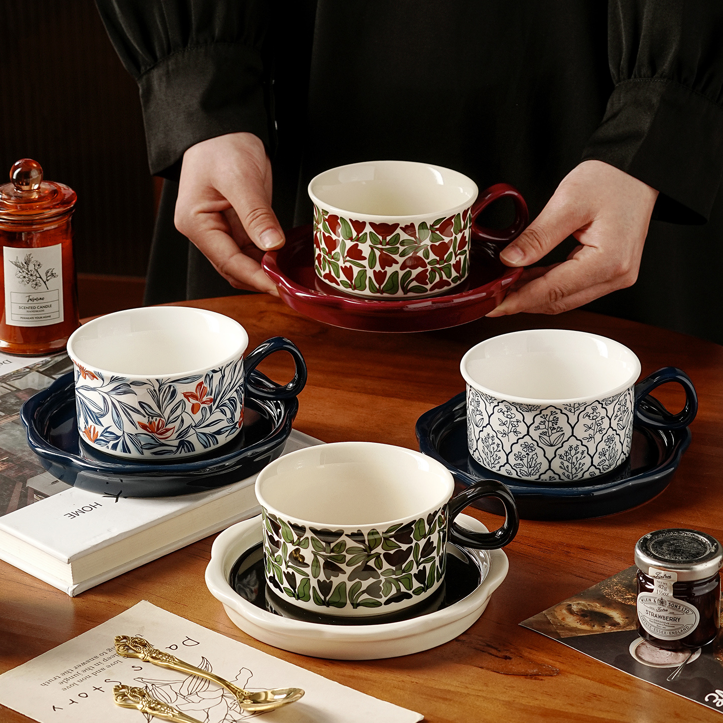 特别好看陶瓷咖啡杯子高档精致小众咖啡杯碟家用下午茶具2025新款