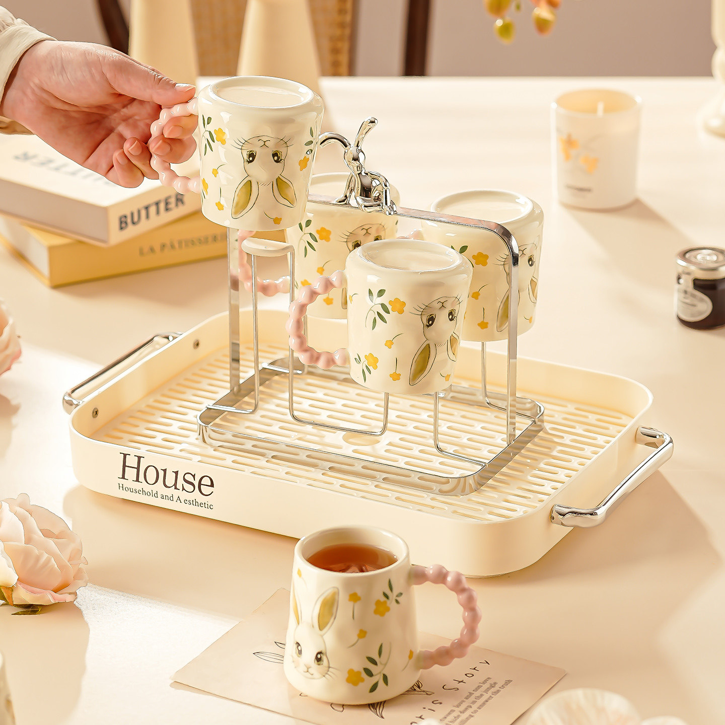 客厅杯子套装陶瓷马克杯家用喝水新居乔迁家庭杯具套装家用待客