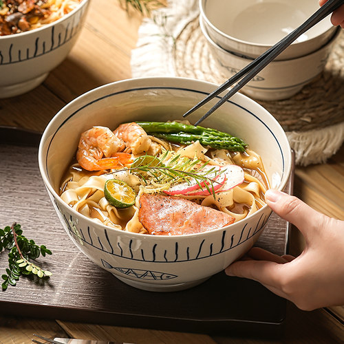 日式陶瓷斗笠泡面碗拉面汤碗6英寸家用2025新款餐具个人专用汤盆