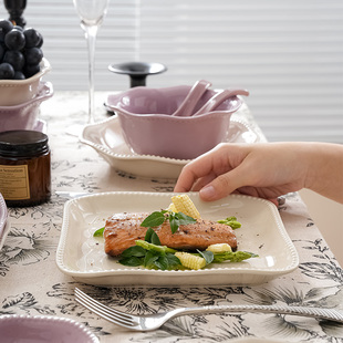 单个陶瓷汤碗菜盘子 轻奢米饭碗餐具家用奶油风家用沙拉碗2025新款