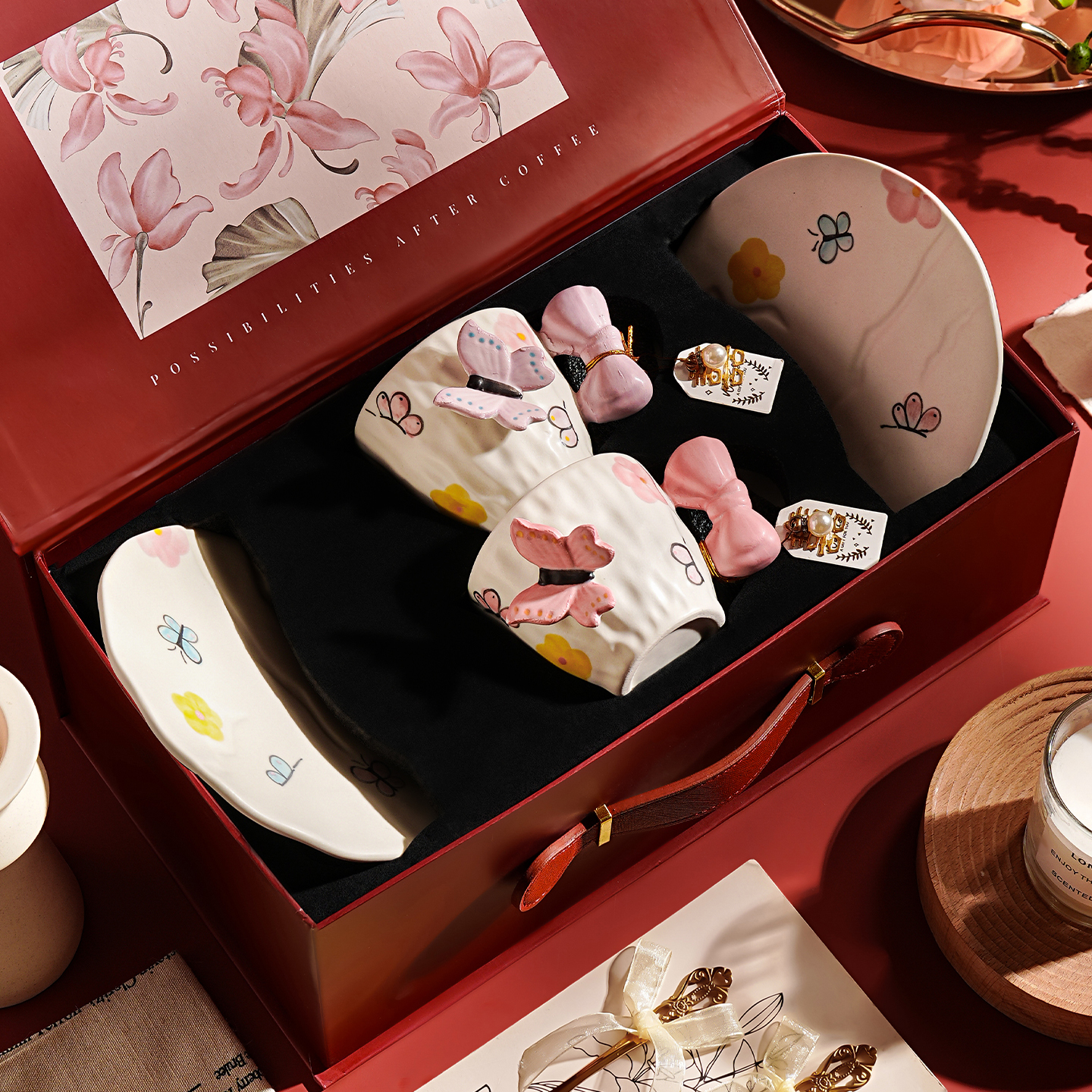 陶瓷咖啡杯子高档精致高级特别好看的咖啡杯碟套装结婚新婚礼物盒