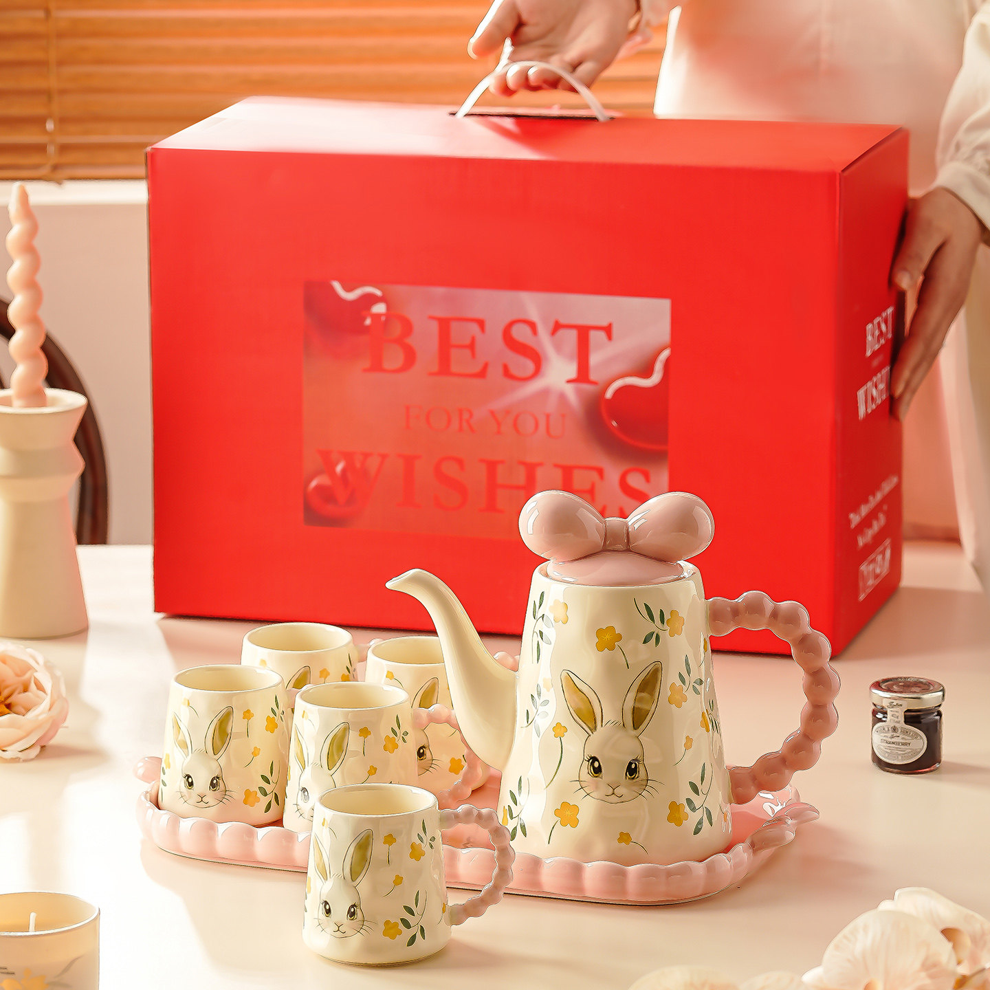 客厅杯子套装新居乔迁礼物待客水壶陶瓷轻奢送新人结婚新婚礼物