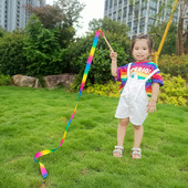 舞蹈彩带艺术体操儿童彩色幼儿园表演出道具跳舞飘带棒七彩丝绸带