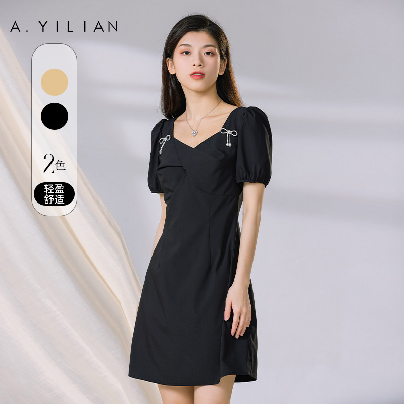 【商场同款】阿依莲2022夏季方领纽结连衣裙C20219DA071