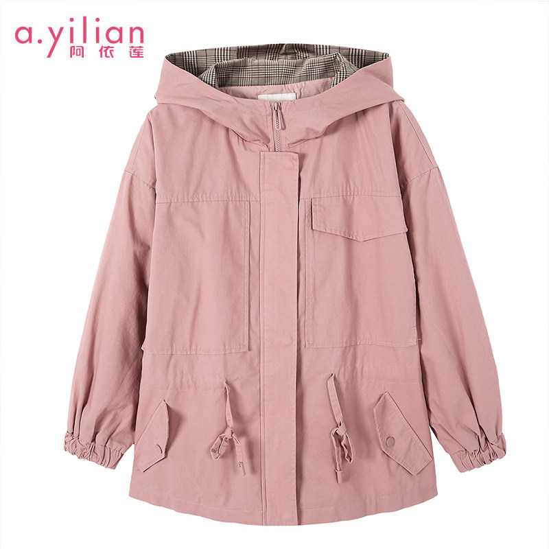 阿依莲2020春季新品女时尚韩版收腰简约甜美淑女气质纯色风衣外套