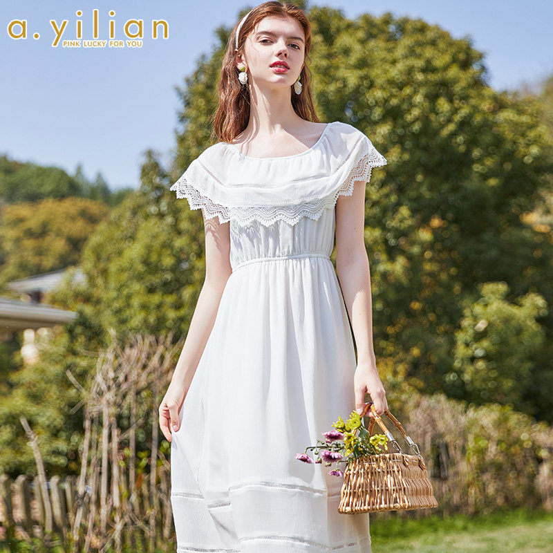 阿依莲2020夏季新款连衣裙女时尚百搭收腰显瘦中长款裙子