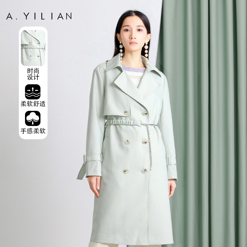 阿依莲2022年春季新款韩范中长款风衣
