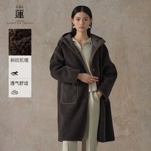 阿依莲商场同款加厚连帽长款外套新款时尚百搭显瘦保暖舒适外套