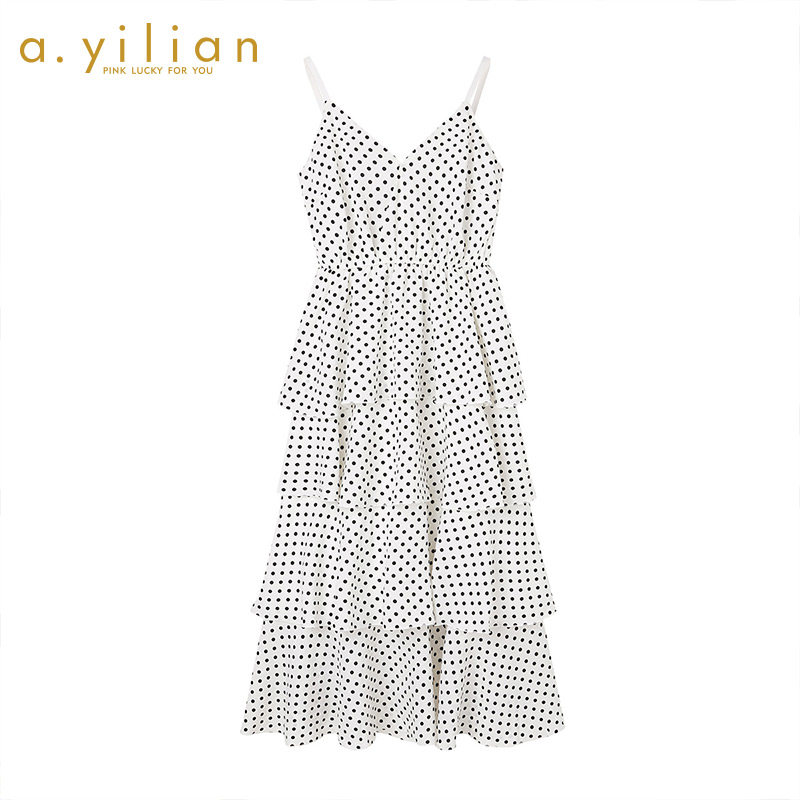 阿依莲旗舰店2020夏季连衣裙女时尚韩版波点吊带气质收腰显瘦裙子