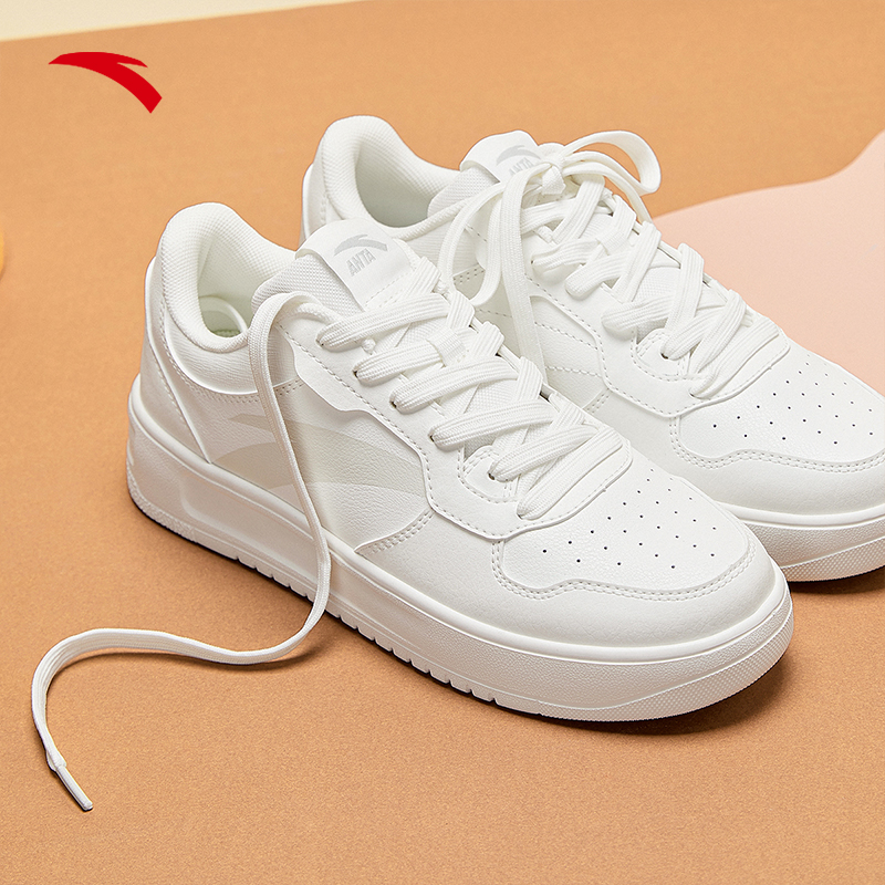 安踏女板鞋小白鞋休闲鞋厚底百搭