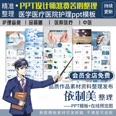 医学医疗药ppt模板医院医生护士护理查房工作汇报述职报告品管圈