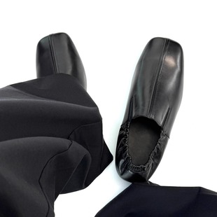 暗黑复古褶皱德比鞋男女一脚蹬休闲皮鞋英伦方头僧侣鞋羊皮乐福鞋