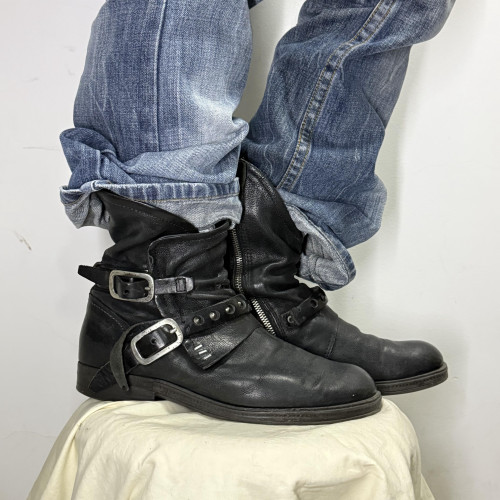 复古做旧机车靴男女朋克骑士靴