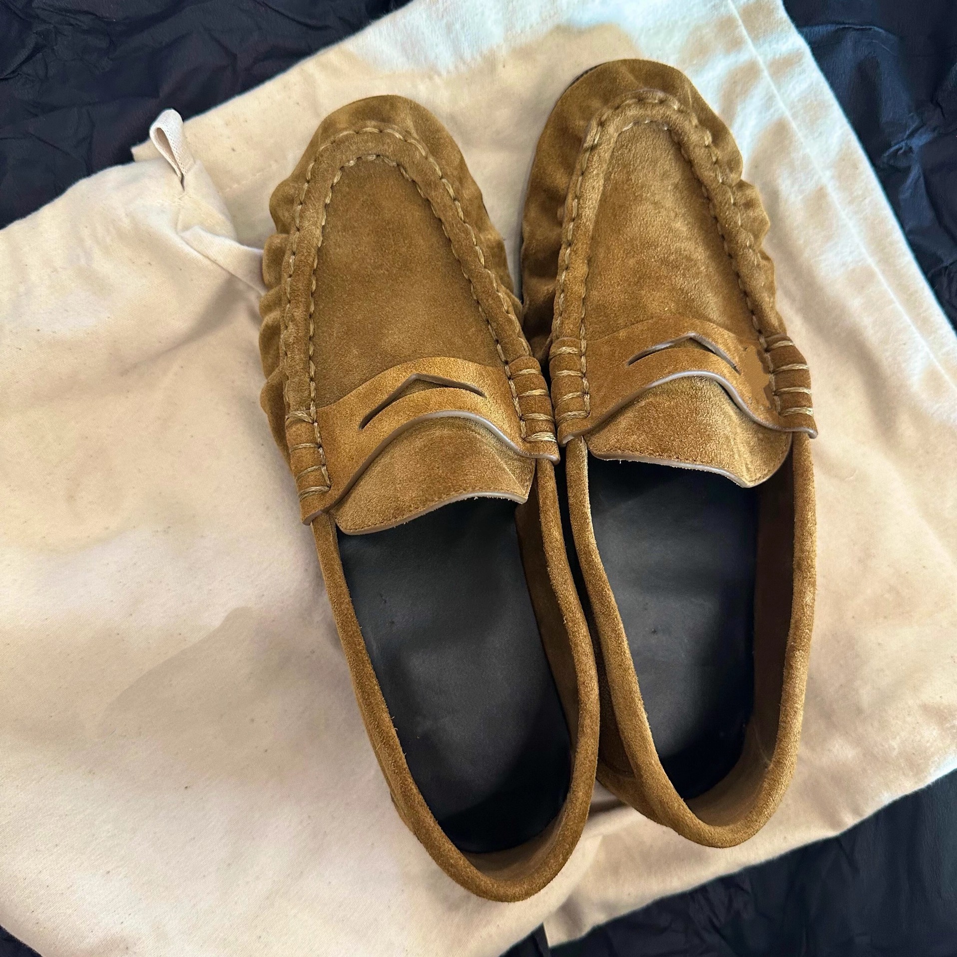 圣家复古乐福鞋反绒尖头老钱鞋