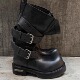 暗黑巴黎翘头毒液靴复古做旧马丁靴男女款 皮带扣机车靴复古时装 靴