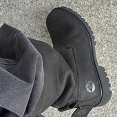 联名暗黑复古机车靴男女中筒骑士靴堆积厚底马丁靴宽松堆堆大黄靴