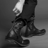 男女复古马丁靴水洗皮短靴厚底皮带扣男士 中筒靴子暗黑中筒骑士靴