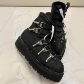 暗黑铆钉鬼帝骑士靴男女真皮厚底机车靴复古登山靴高帮短筒马丁靴